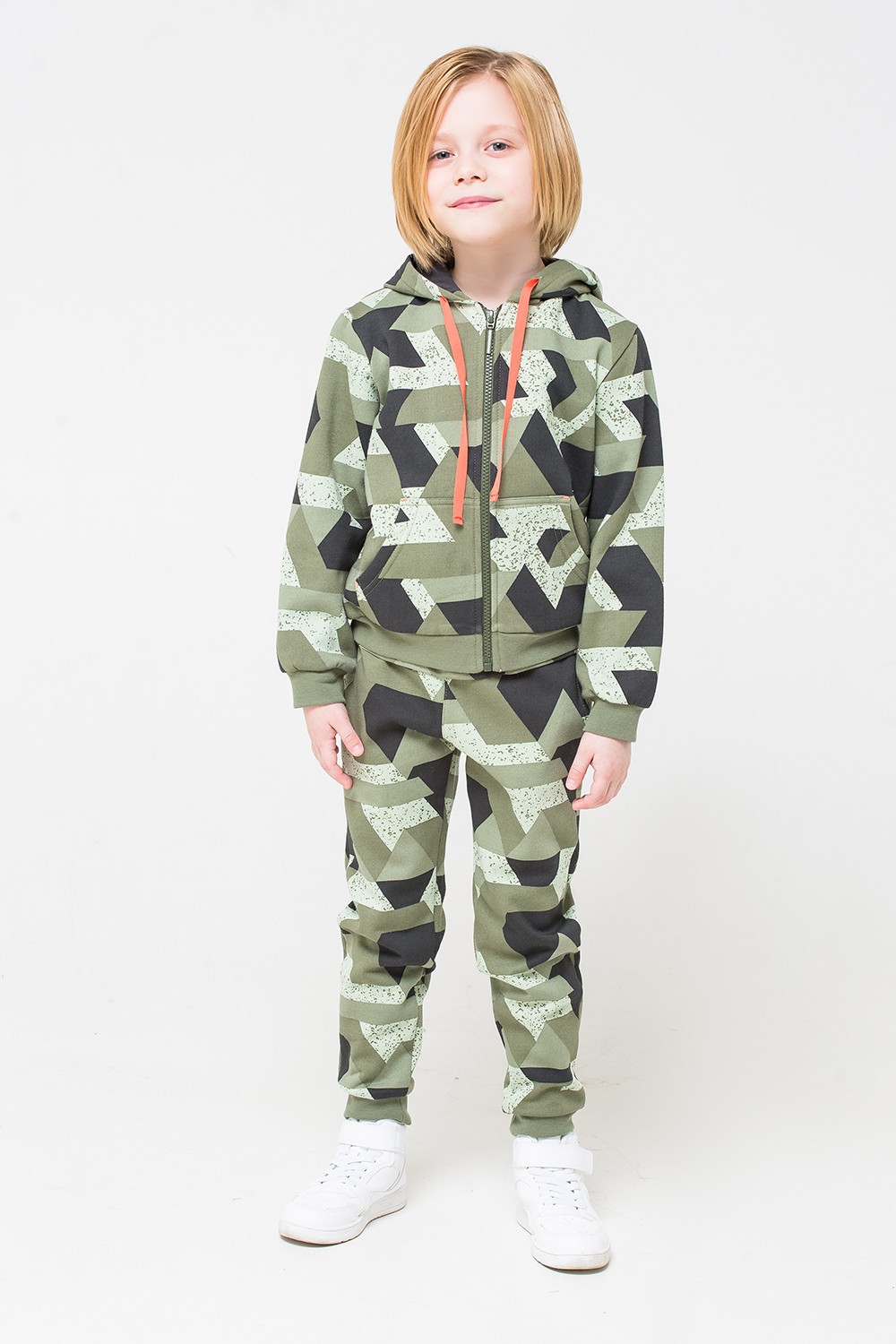картинка Куртка для мальчика Crockid К 301144 темно-оливковый, геометрия к1255 от магазина детских товаров ALiSa