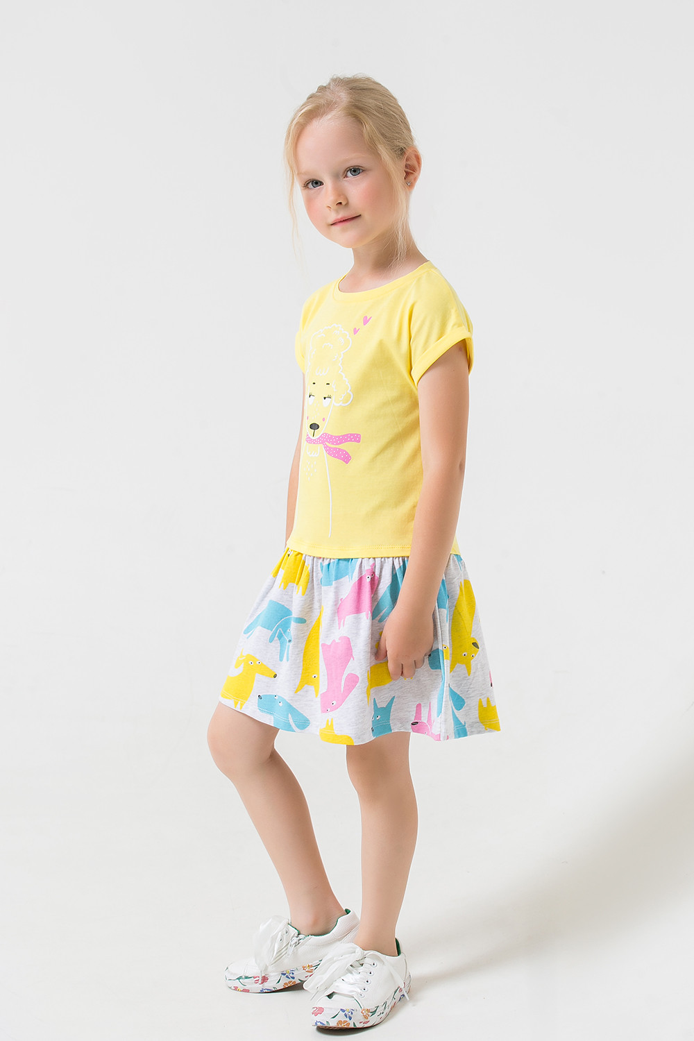 картинка Платье для девочки Crockid К 5380 солнечный, светло-серый меланж к1264 от магазина детских товаров ALiSa