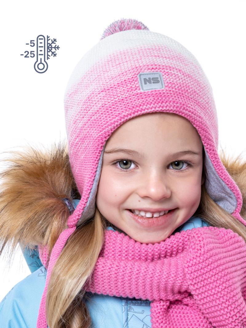 картинка Шапка утепленная для девочки NIKASTYLE 11з10623 кремовый розовый от магазина детских товаров ALiSa
