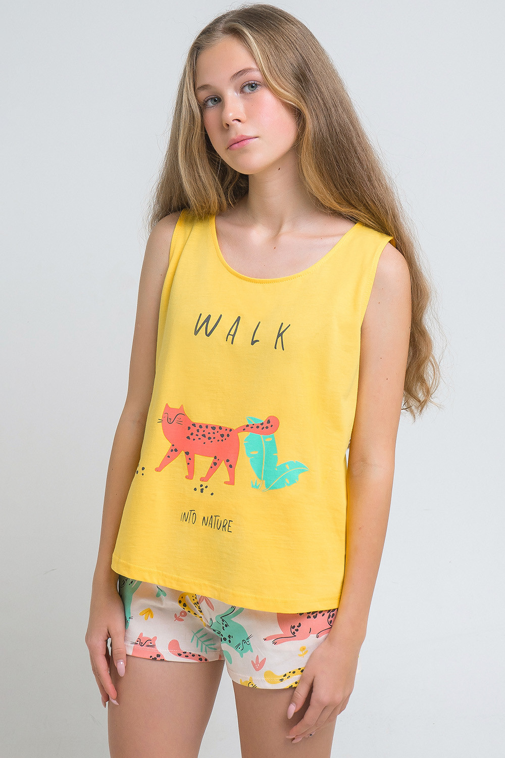 картинка Комплект для девочки КБ 2602 солнечный + леопарды на бледно-персиковом от магазина детских товаров ALiSa