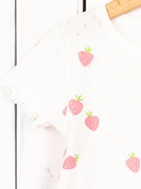 картинка Пижама для девочки Baby Boom КС21/6-Р Ажурная рибана Клубнички от магазина детских товаров ALiSa