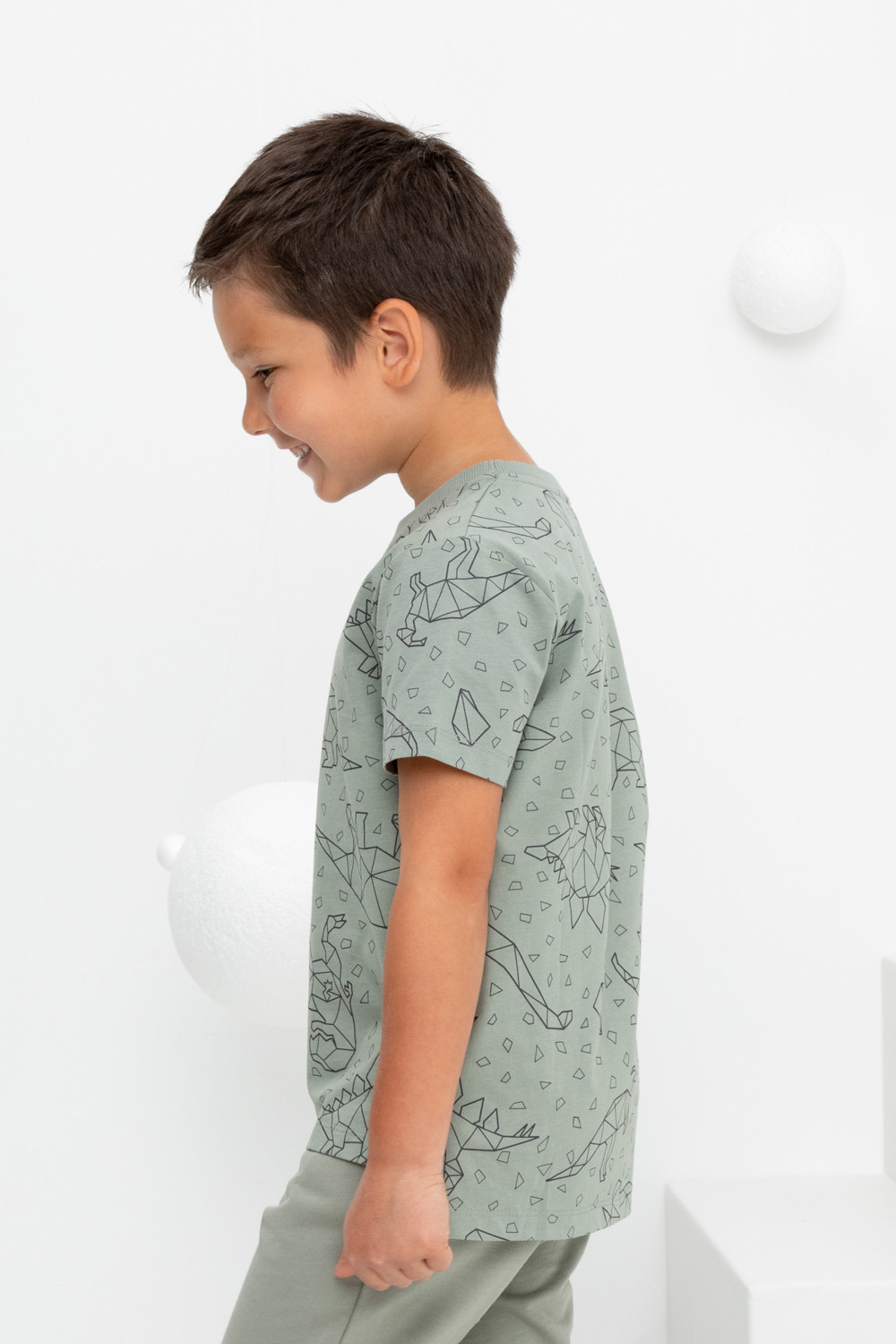 картинка Футболка для мальчика Crockid КР 302160 зеленый чай, динозавры к402 от магазина детских товаров ALiSa