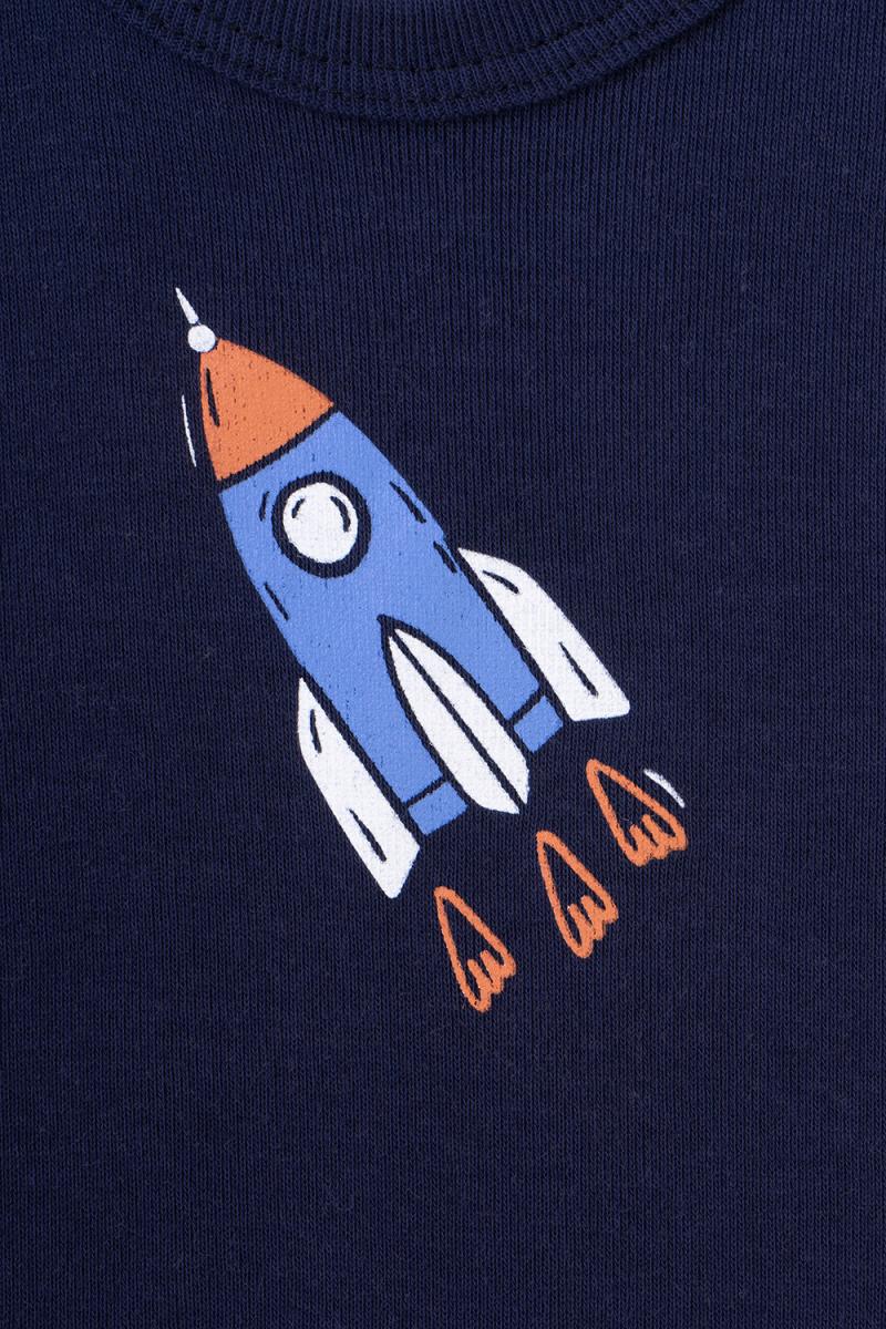 картинка Майка для мальчика Crockid К 1168 глубокий синий (ракеты) от магазина детских товаров ALiSa