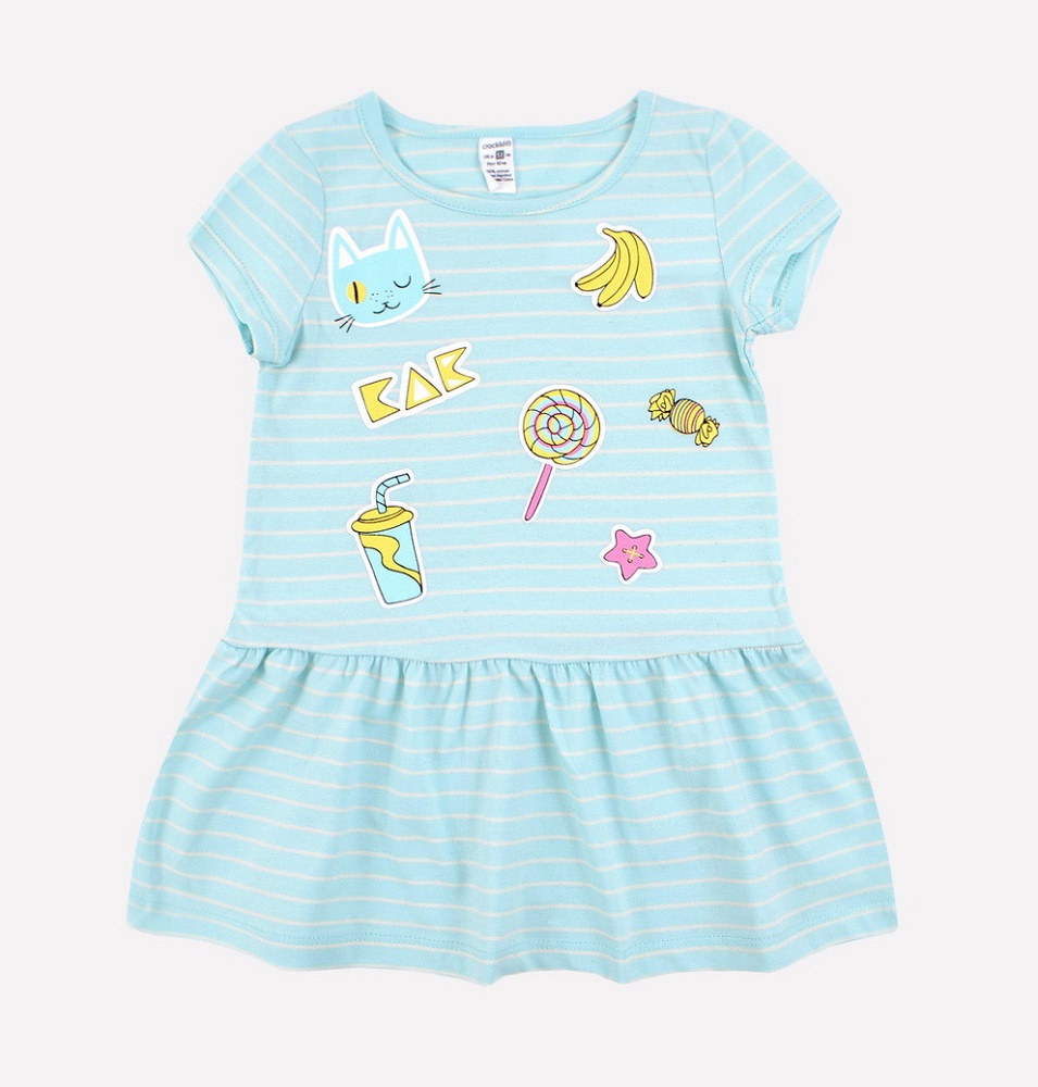 картинка Платье для девочки Crockid К 5490 голубой, сахар полоска от магазина детских товаров ALiSa