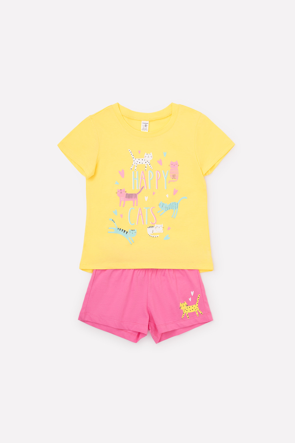 картинка Пижама для девочки Crockid К 1557 желтый + розовый от магазина детских товаров ALiSa