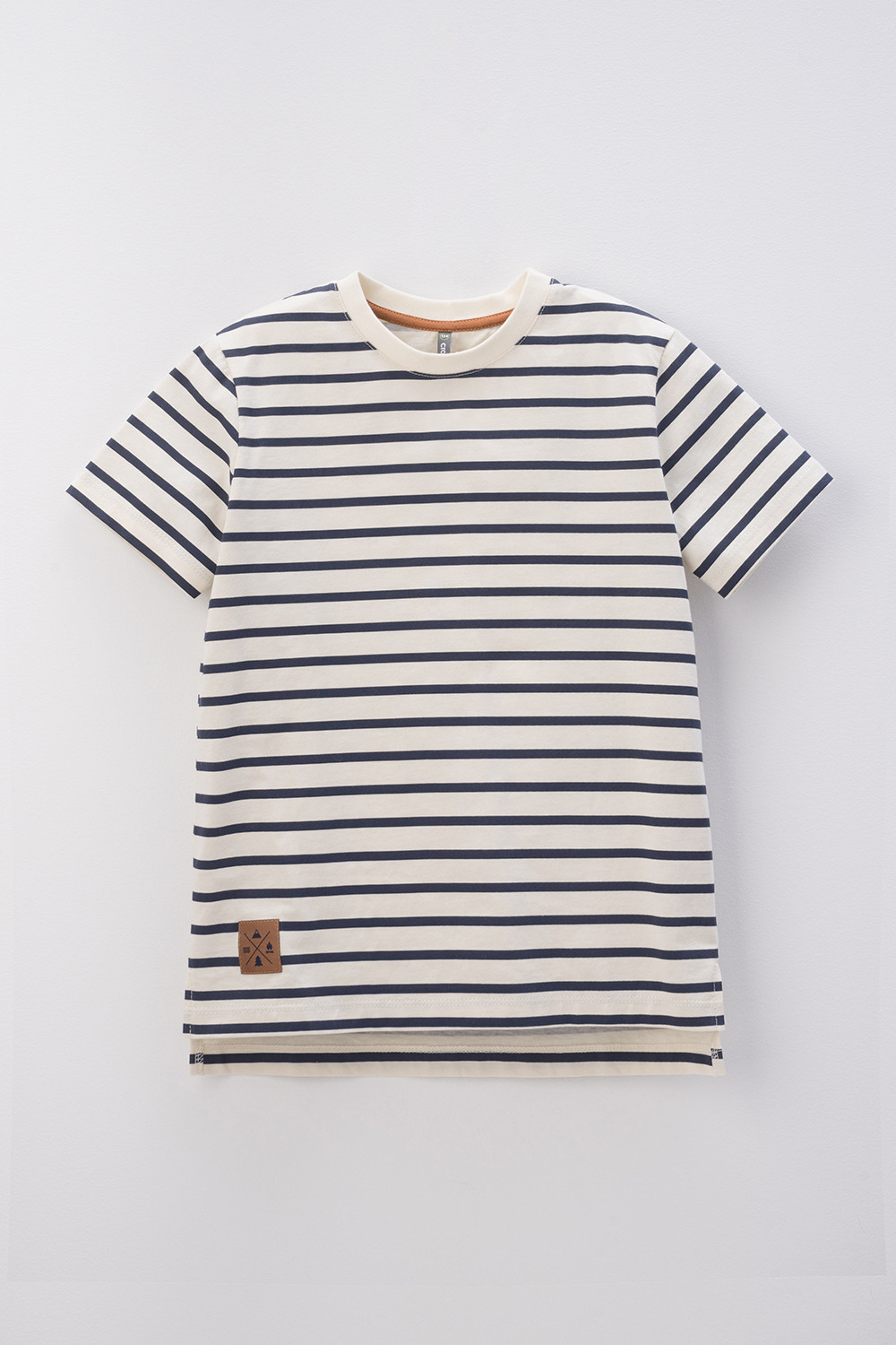 картинка Футболка для мальчика Crockid КР 302216 теплое молоко, полоска к418 от магазина детских товаров ALiSa