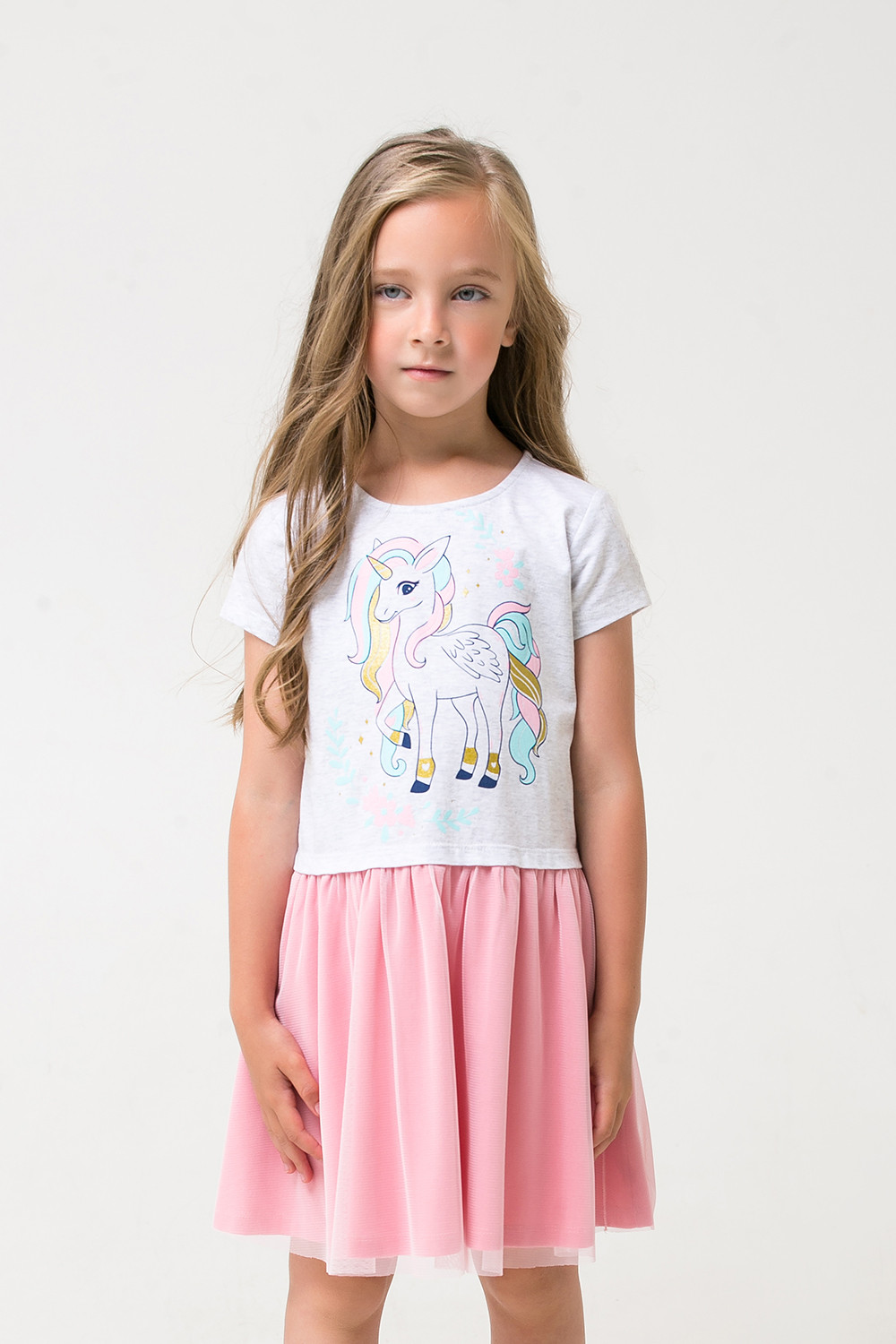 картинка Платье для девочки Crockid К 5660 светло-серый меланж, розовый от магазина детских товаров ALiSa