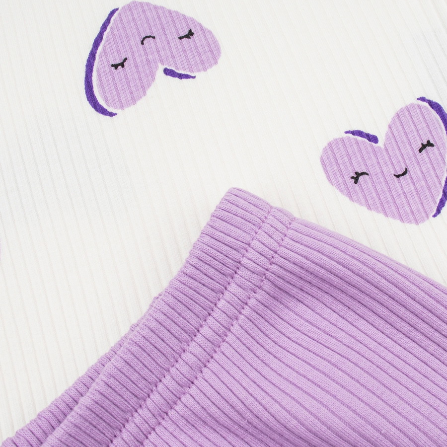 картинка Пижама для девочки YLA 7749400202 Молочный сердца фиолетовый от магазина детских товаров ALiSa