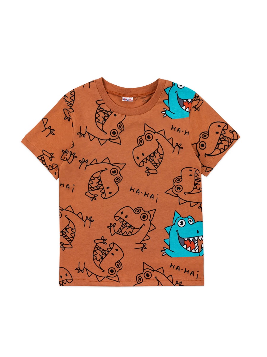 картинка Футболка для мальчика Youlala 0954102609 Рыжий динозавры от магазина детских товаров ALiSa