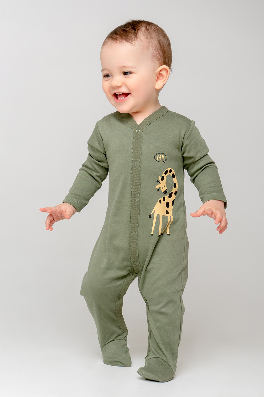картинка Комбинезон для мальчика Crockid К 6025 зеленый (веселые жирафы) я108 от магазина детских товаров ALiSa