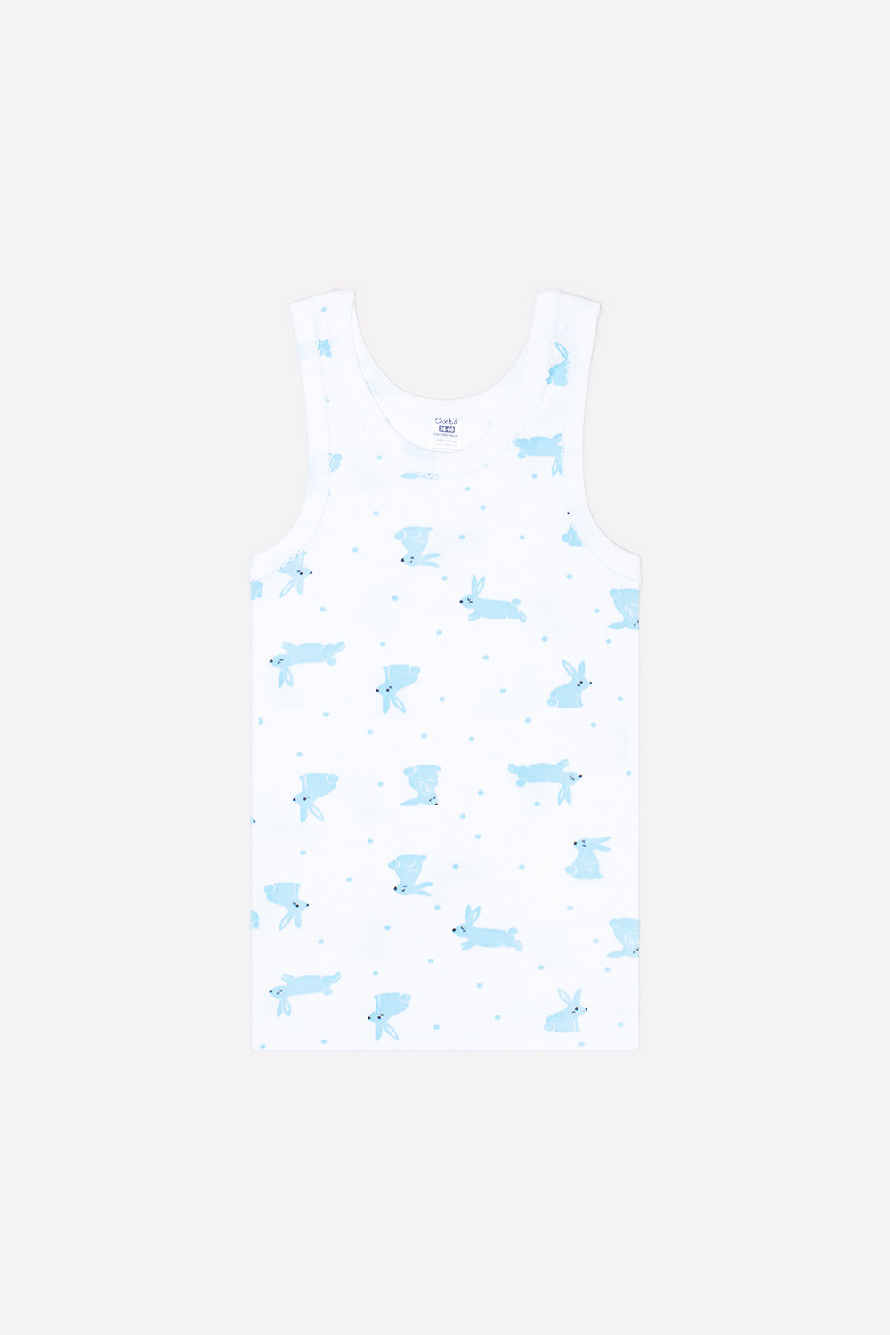 картинка Майка для девочки Crockid К 1066 голубые зайки на белом от магазина детских товаров ALiSa