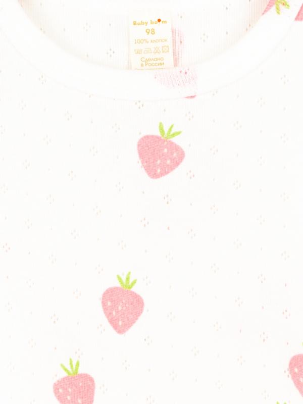 картинка Пижама для девочки Baby Boom КС21/6-Р Ажурная рибана Клубнички от магазина детских товаров ALiSa