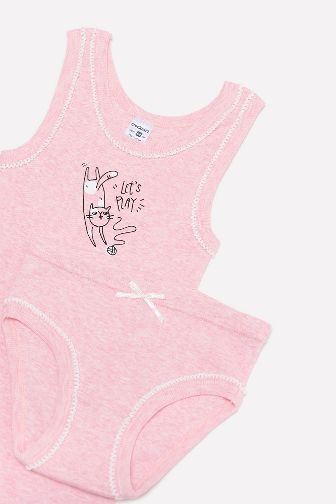 картинка Комплект для девочки Crockid К 1064 розовый меланж (коты) от магазина детских товаров ALiSa