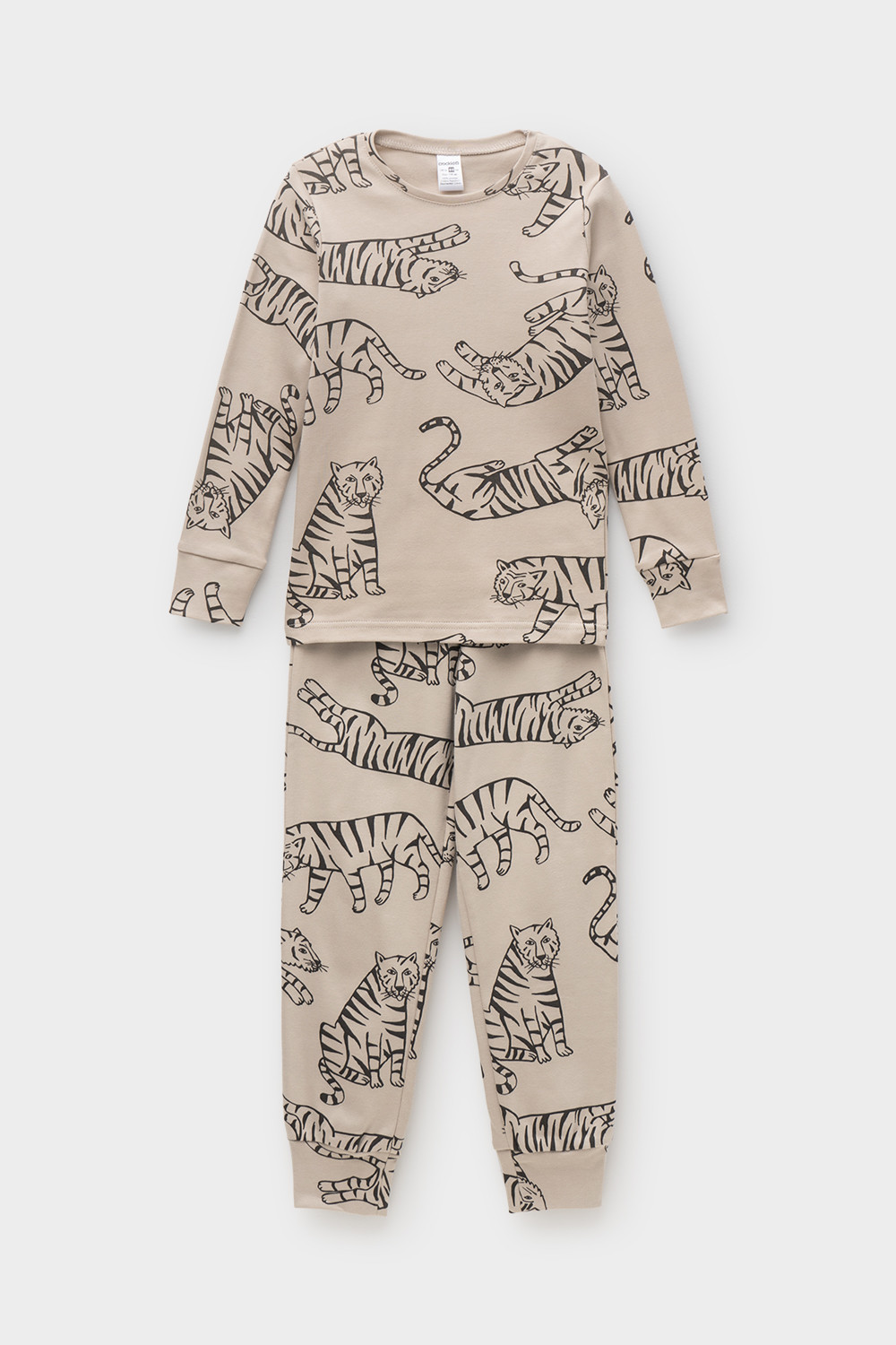 картинка Пижама для мальчика Crockid К 1552 темно-бежевый, тигры от магазина детских товаров ALiSa