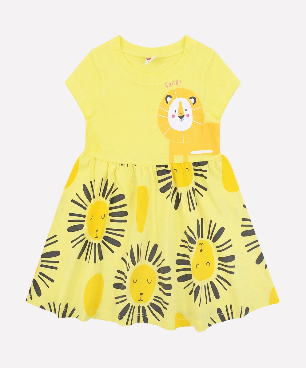 картинка Платье для девочки Crockid К 5601 бледный лимон, львята от магазина детских товаров ALiSa