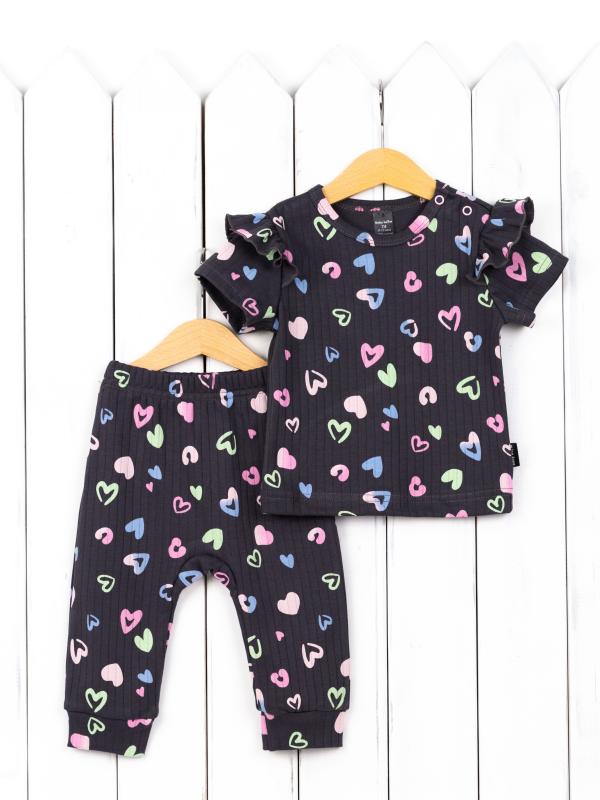 картинка Футболка для девочки Baby Boom Ф151/1-И я729 Сердечки на графите от магазина детских товаров ALiSa