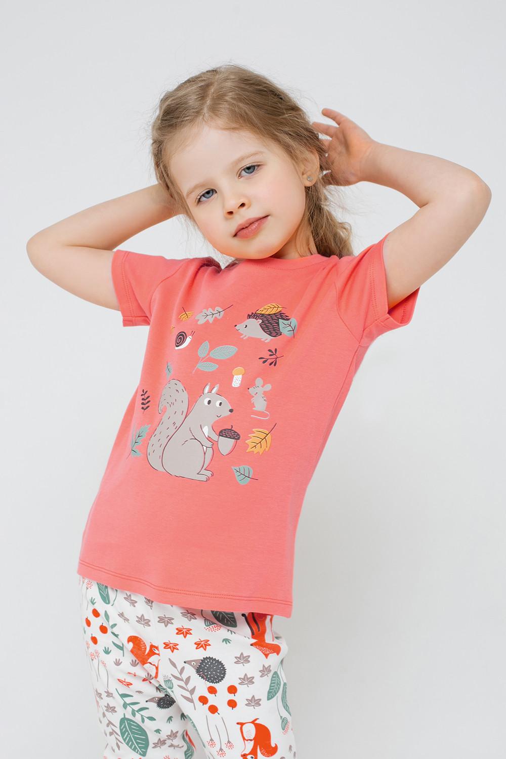 картинка Пижама для девочки Crockid К 1548 коралл + осенняя пора от магазина детских товаров ALiSa
