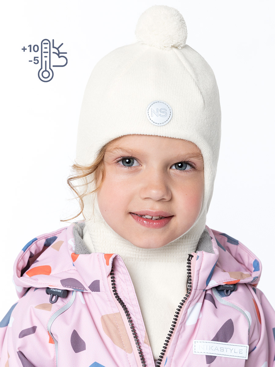 картинка Шлем демисезонный для девочки NIKASTYLE 10м10024 молочный от магазина детских товаров ALiSa