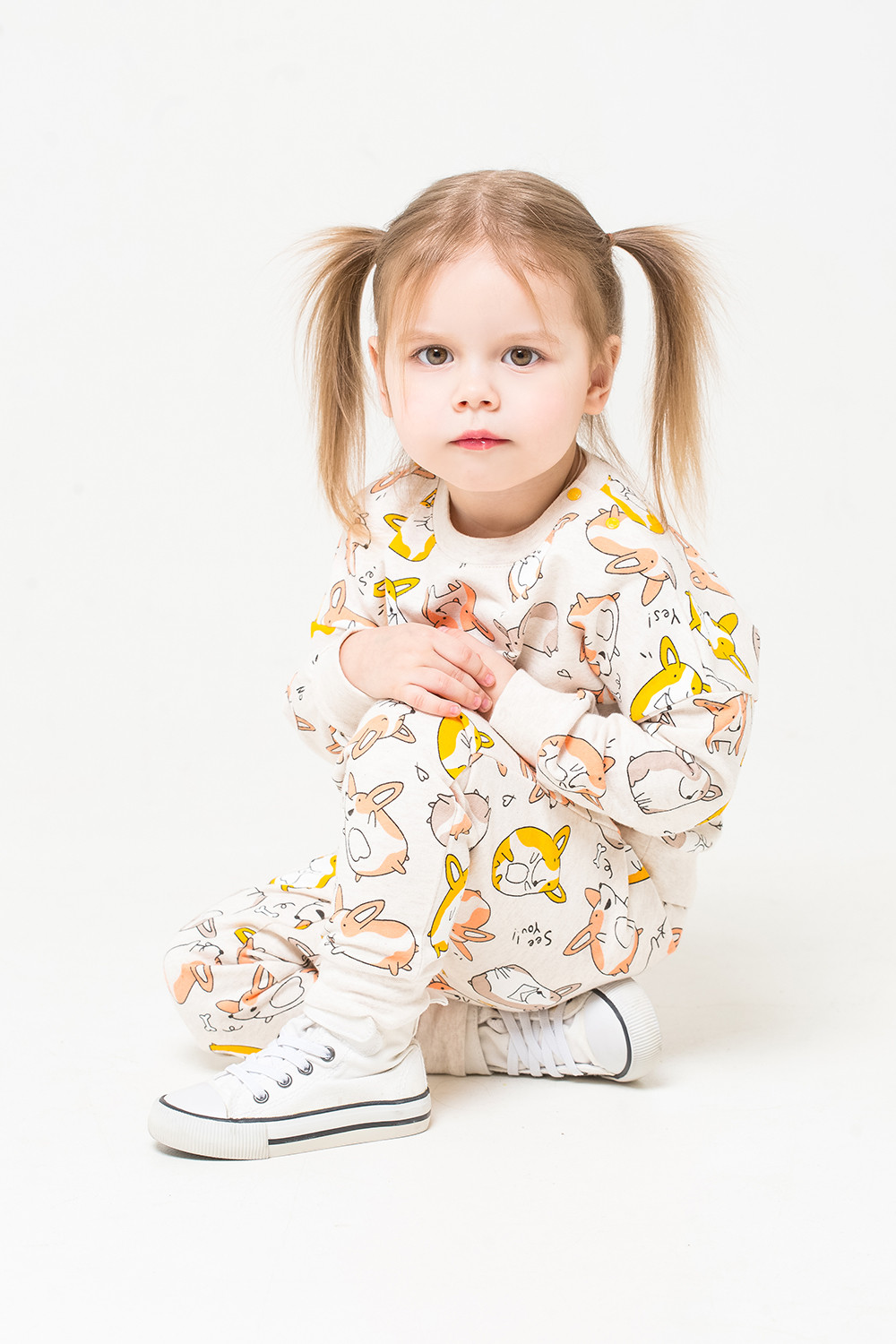 картинка Комплект для девочки Crockid КР 2703 светло-бежевый меланж, корги к265 от магазина детских товаров ALiSa