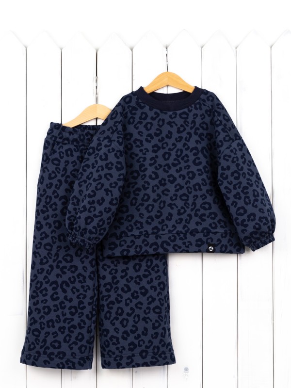 картинка Комплект для девочки Baby Boom КД534/1-Ф Леопард тёмно-синий от магазина детских товаров ALiSa