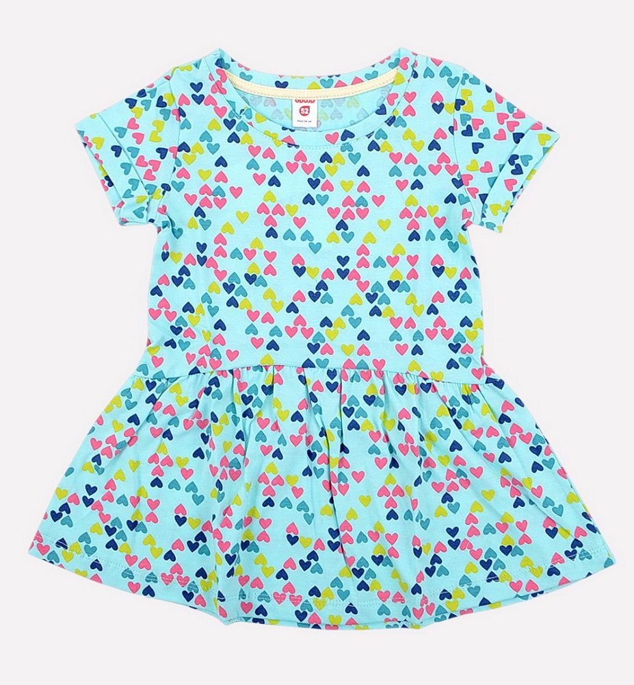 картинка Платье для девочки Crockid К 5417 цветные сердечки на мятной конфете от магазина детских товаров ALiSa