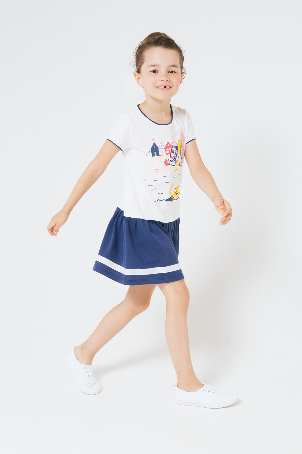 картинка Платье для девочки Crockid КР 5580 сахар, ультрамарин к243 от магазина детских товаров ALiSa