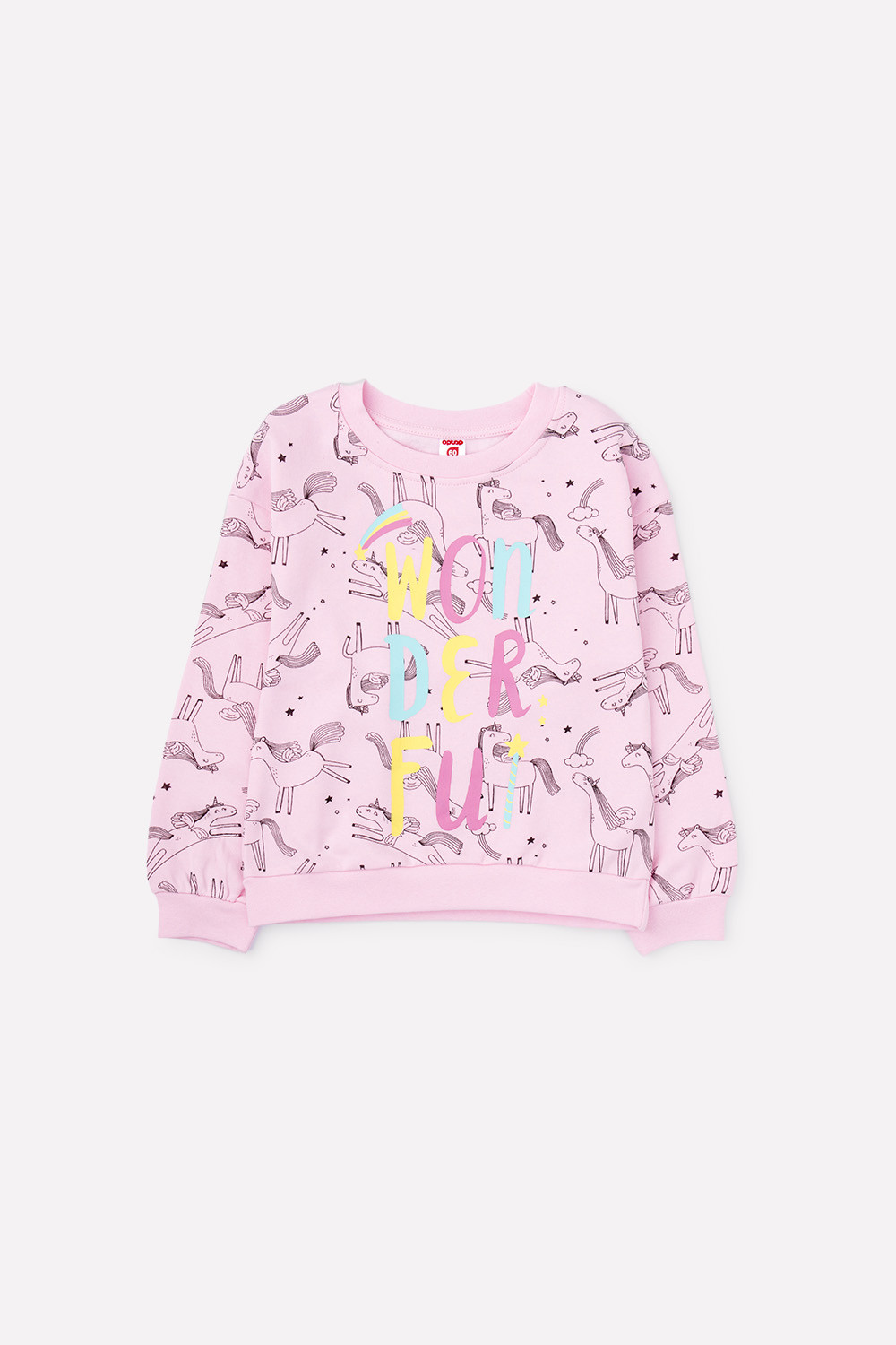 картинка Джемпер для девочки Crockid К 301104 розовое облако, единороги от магазина детских товаров ALiSa