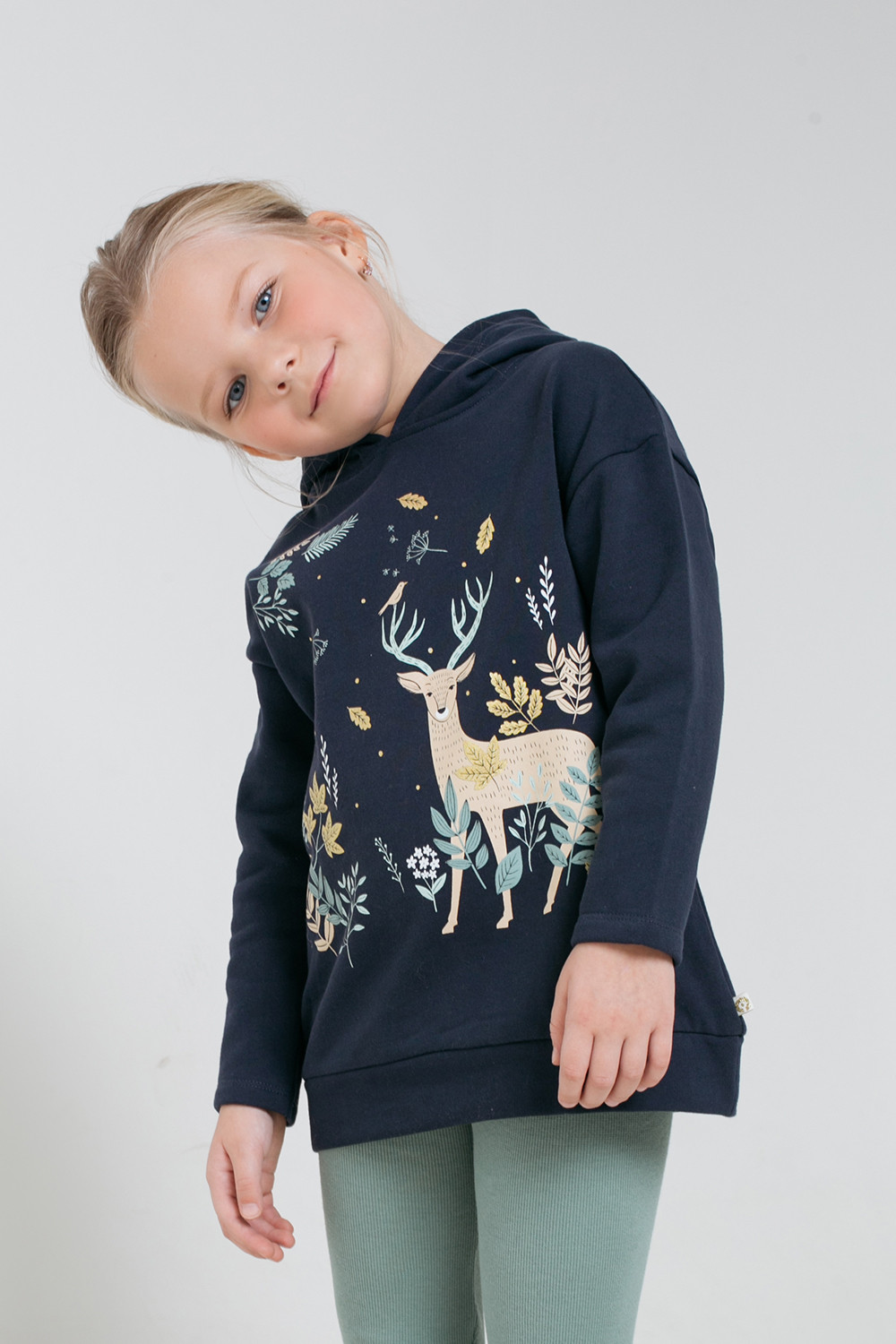 картинка Джемпер удлиненный для девочки Crockid КР 301512 индиго к307 от магазина детских товаров ALiSa