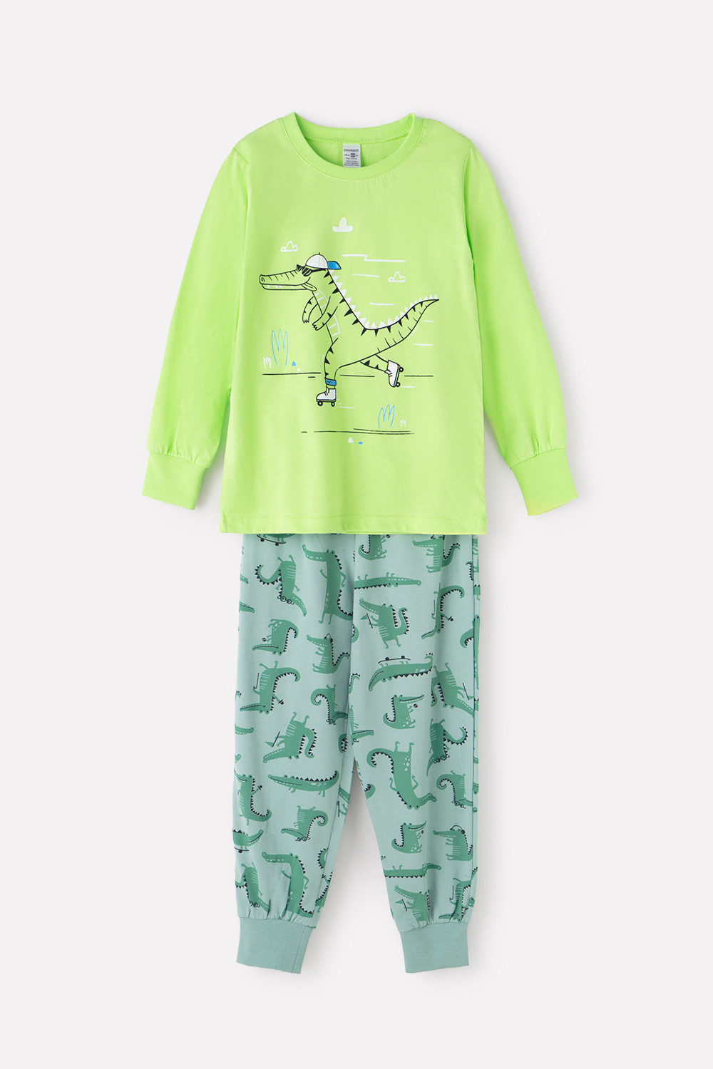 картинка Пижама для мальчика Crockid К 1512 ярко-зеленый, друзья крокодилы от магазина детских товаров ALiSa