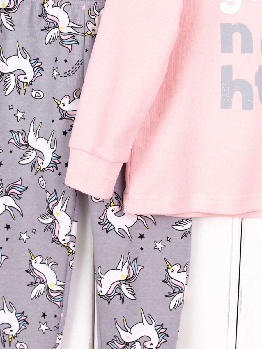 картинка Пижама для девочки Baby Boom КС14/7-И Розовая пудра + единороги на сером от магазина детских товаров ALiSa