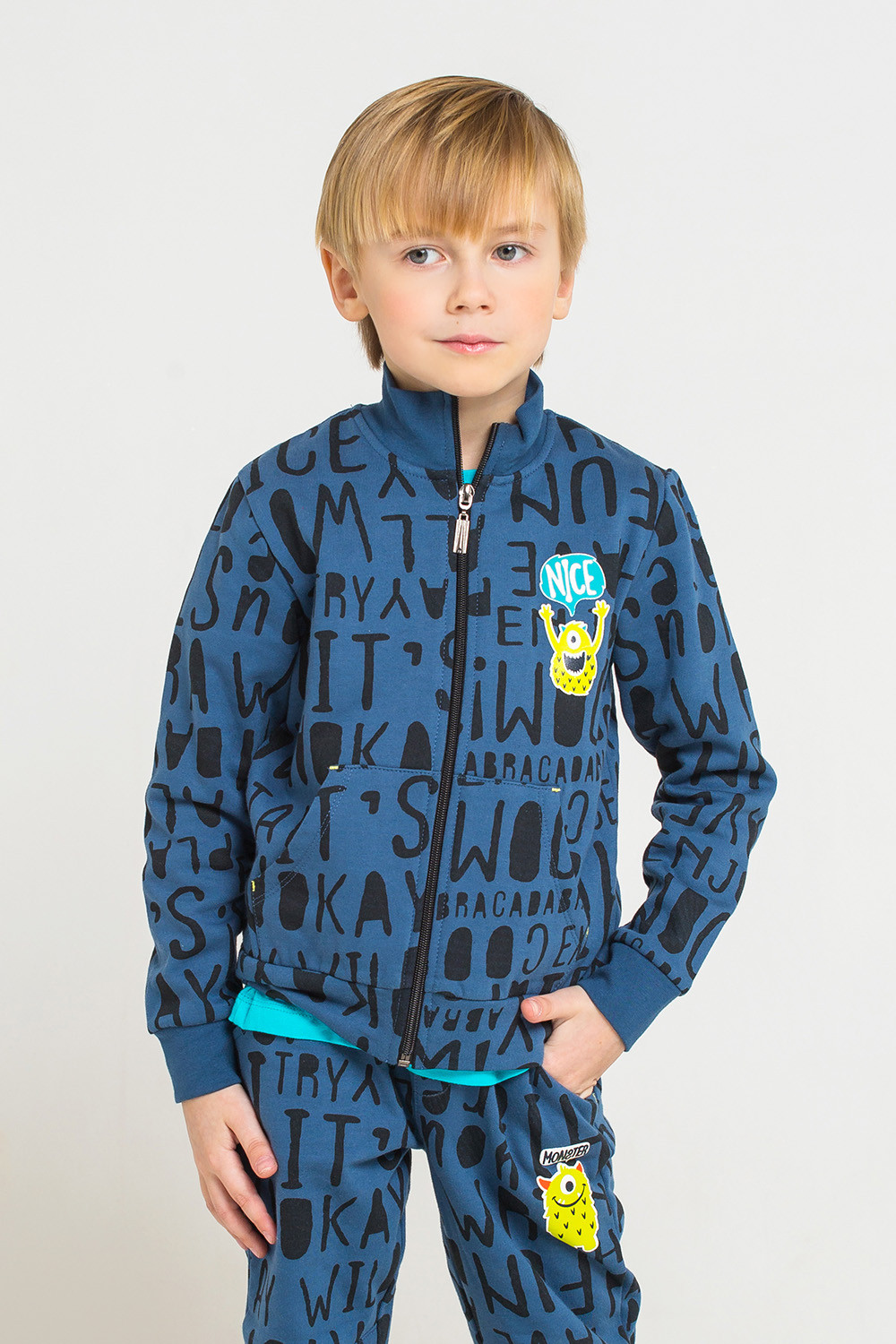 картинка Куртка для мальчика Crockid К 300747 темно-джинсовый, буквы к1241 от магазина детских товаров ALiSa