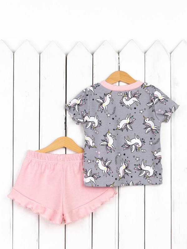 картинка Пижама для девочки Baby Boom КС22/1-И Единороги на сером + розовая пудра от магазина детских товаров ALiSa
