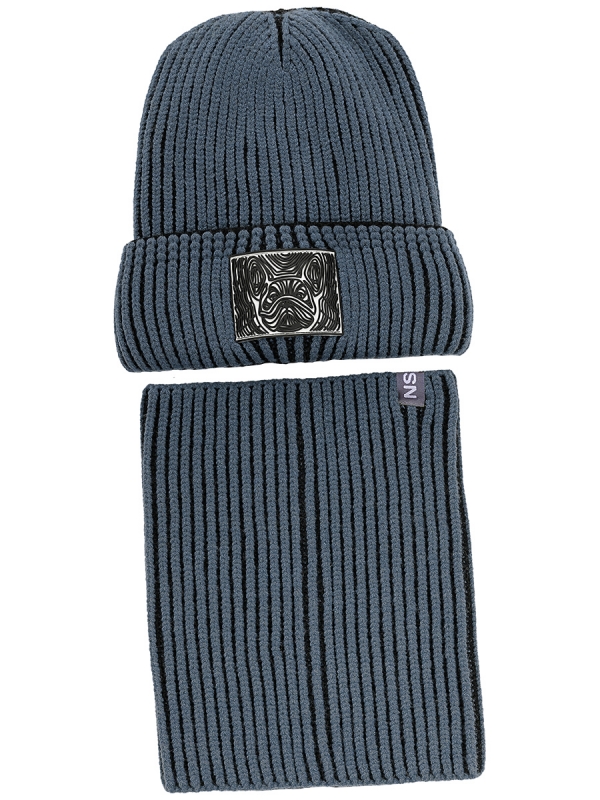 картинка Комплект шапка снуд для мальчика NIKASTYLE 12з16624 Джинс чер от магазина детских товаров ALiSa