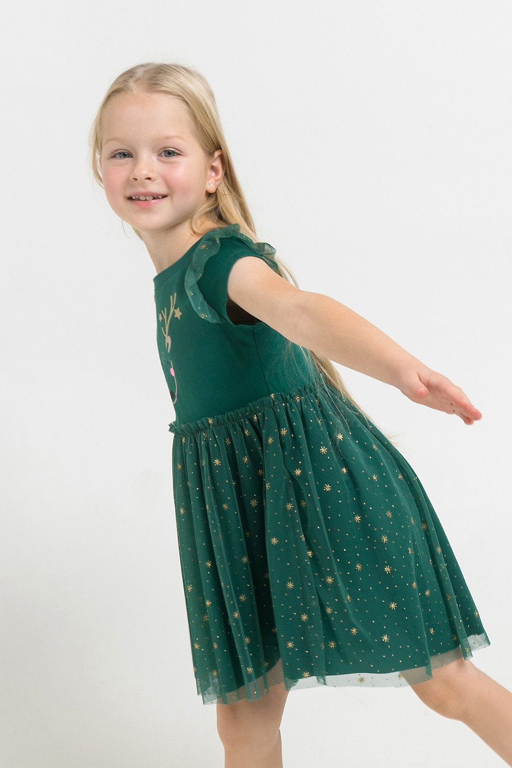 картинка Платье для девочки Crockid К 5630 темно-зеленый от магазина детских товаров ALiSa
