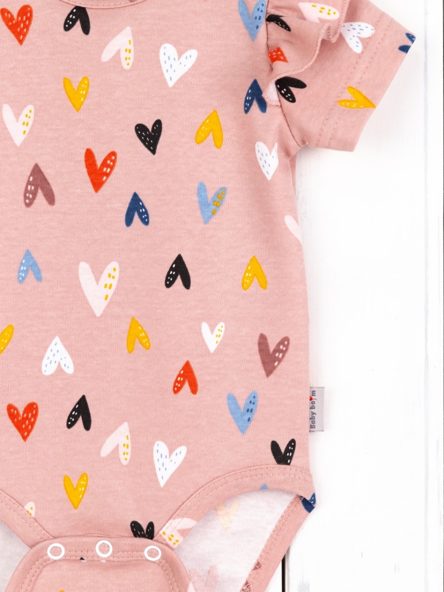 картинка Боди для девочки Baby Boom Б144/1-И Сердечки на бежевом от магазина детских товаров ALiSa