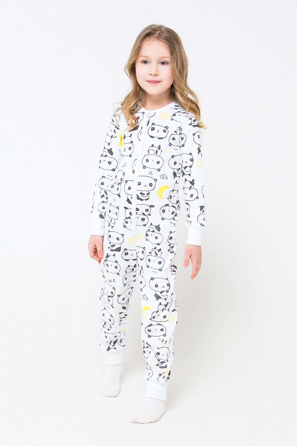 картинка Комбинезон для девочки Crockid К 6268 большие панды на белом от магазина детских товаров ALiSa