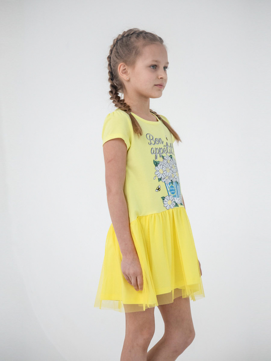 картинка Платье для девочки Cherubino CSKG 63081-30-311 Желтый от магазина детских товаров ALiSa