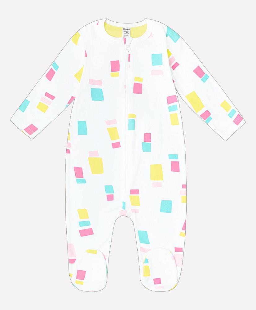 картинка Комбинезон для девочки Crockid К 6149 цветные квадратики на белом от магазина детских товаров ALiSa