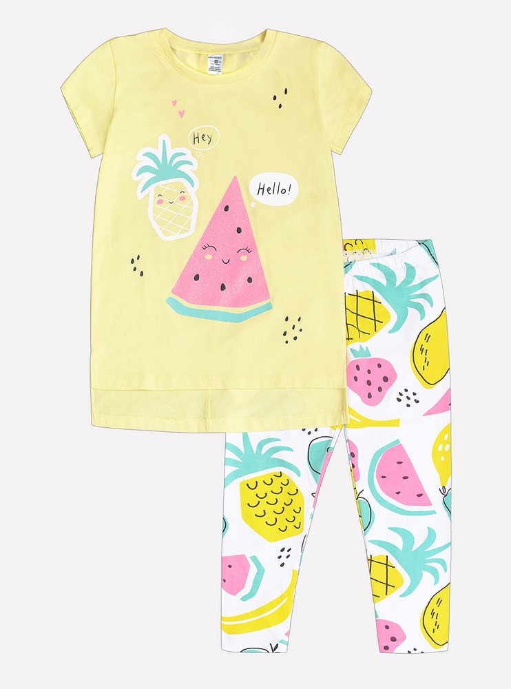 картинка Комплект для девочки Crockid К 2565 бледно-желтый + тропические фрукты к1234 от магазина детских товаров ALiSa