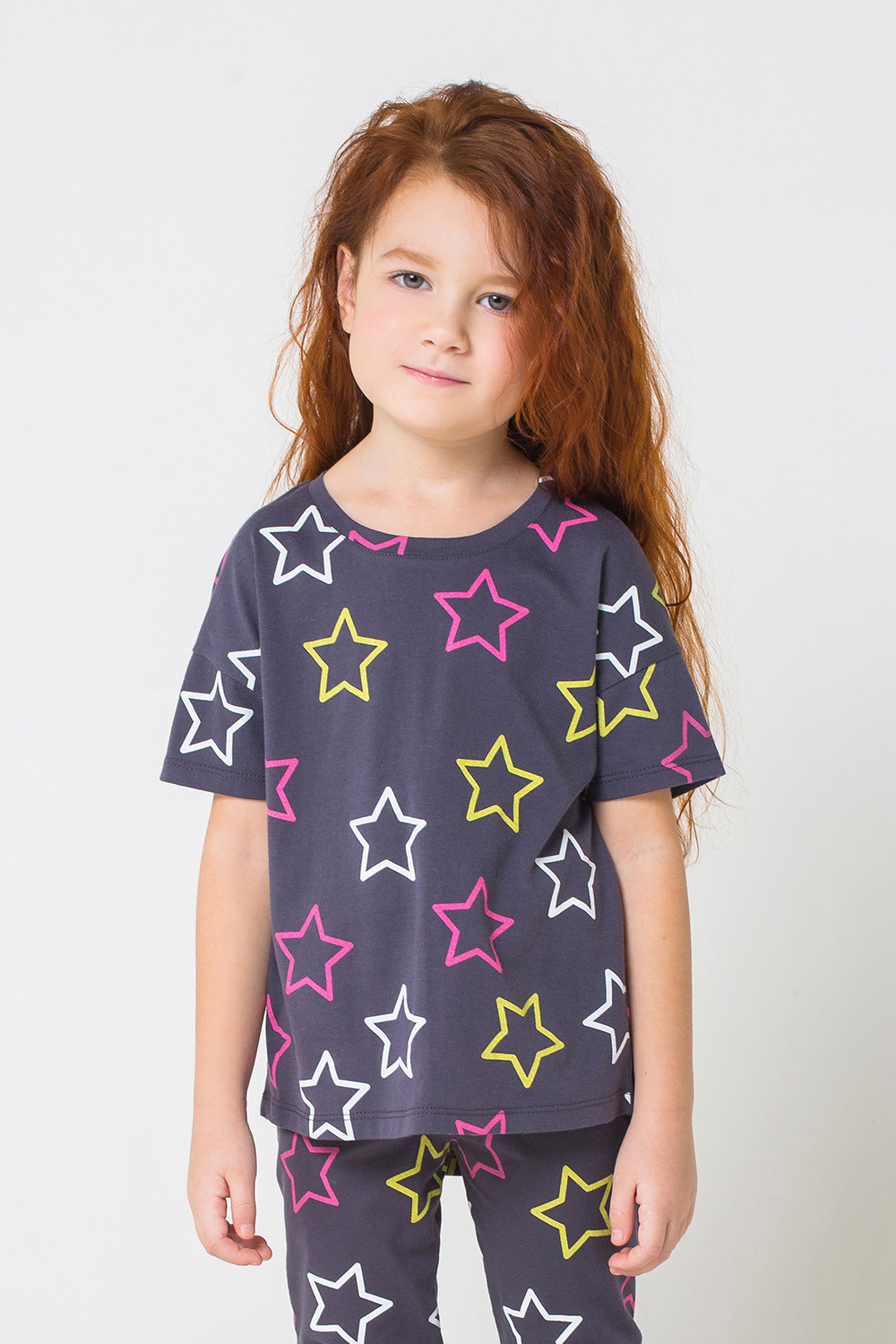 картинка Футболка для девочки Crockid К 300734 темно-серый, звезды к1240 от магазина детских товаров ALiSa