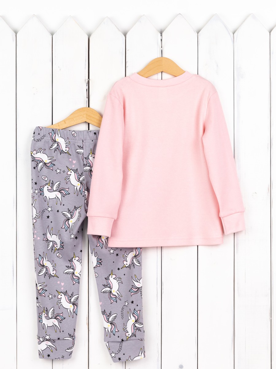 картинка Пижама для девочки Baby Boom КС14/7-И Розовая пудра + единороги на сером от магазина детских товаров ALiSa