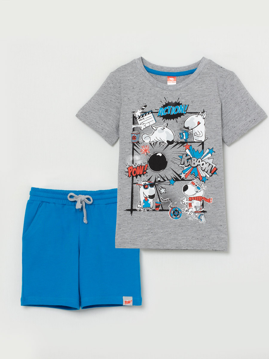 картинка Комплект для мальчика Сherubino CWKB 90064-11 Светло-серый меланж + Синий от магазина детских товаров ALiSa