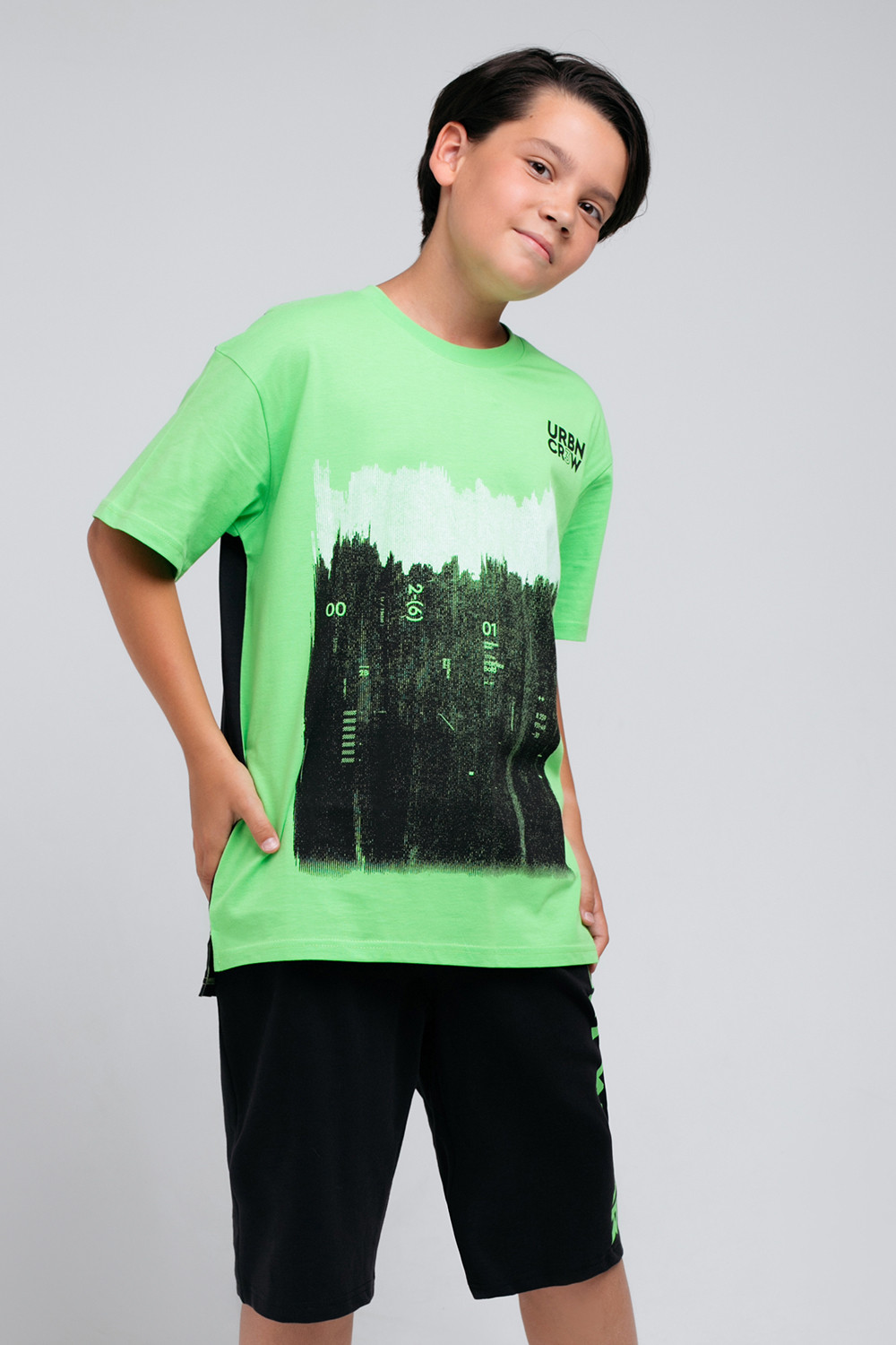 картинка Футболка для мальчика КБ 301793 зеленый, черный к70 от магазина детских товаров ALiSa