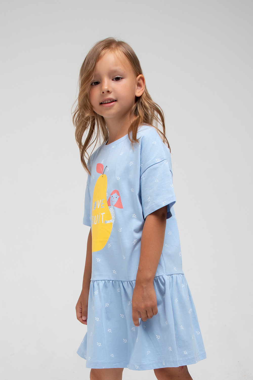картинка Платье для девочки Crockid К 5750 небесно-голубой, веточки к1282 от магазина детских товаров ALiSa