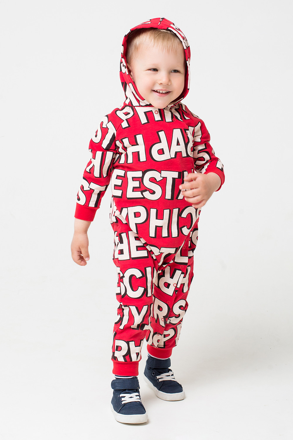картинка Комбинезон для мальчика Crockid КР 6269 красный, графичные буквы к214 от магазина детских товаров ALiSa