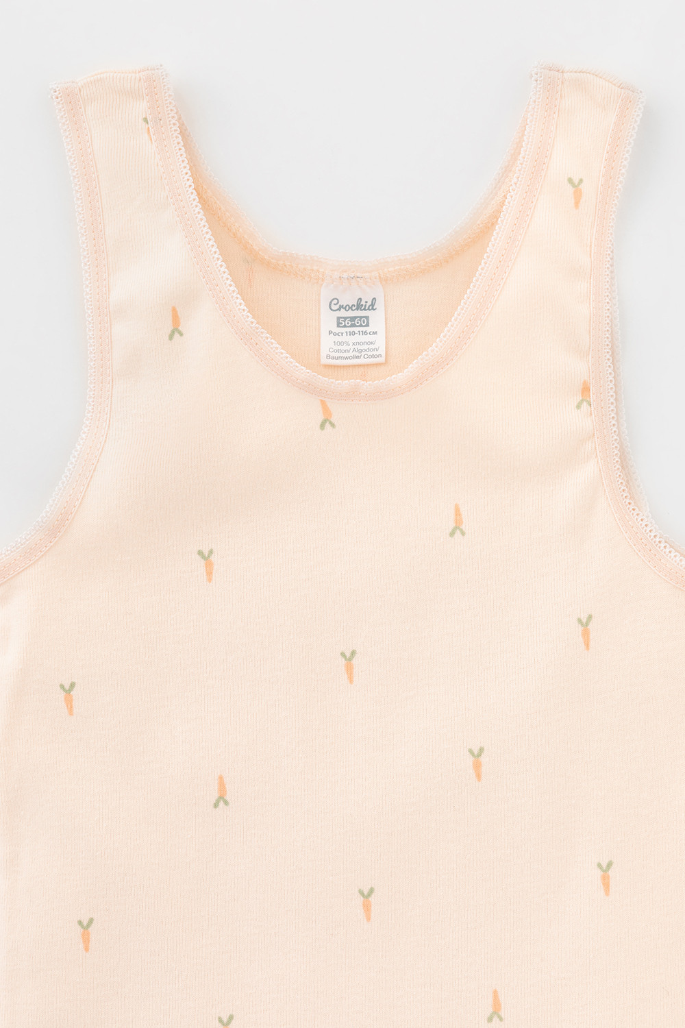 картинка Майка для девочки Crockid К 1186 бледно персиковый, морковки (морковки) от магазина детских товаров ALiSa