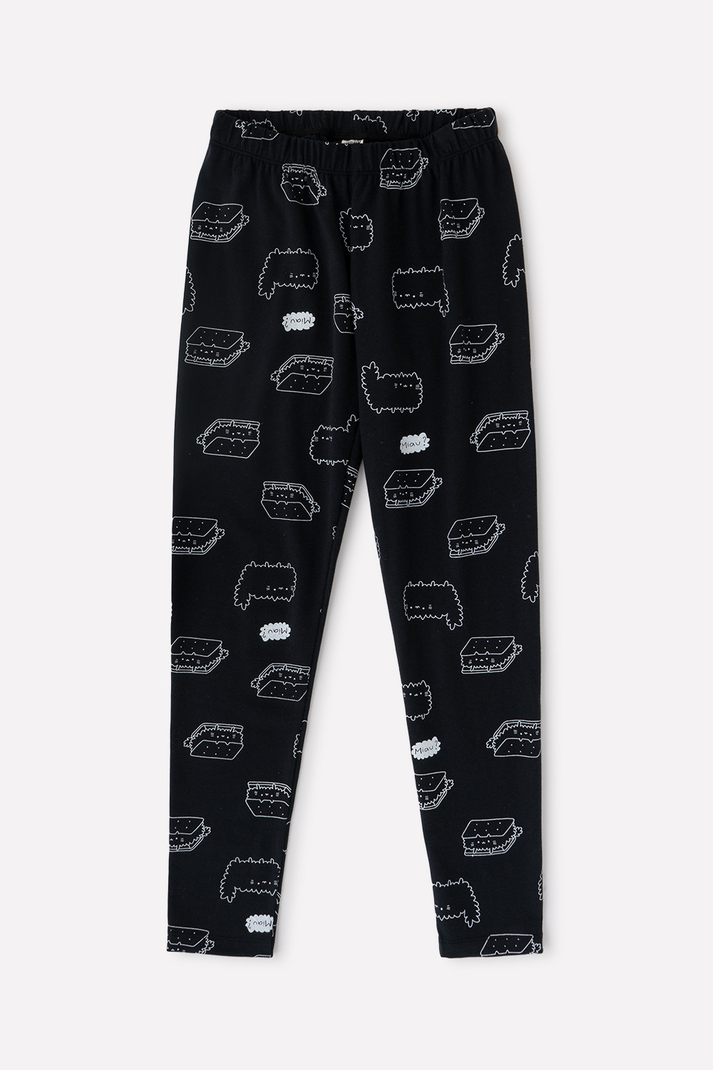 картинка Бриджи для девочки КБ 4763 черный, котики-антистресс к73 от магазина детских товаров ALiSa