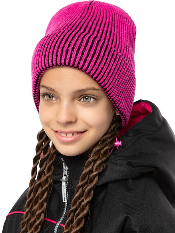 картинка Шапка для девочки NIKASTYLE 11м11025 Фуксия черный от магазина детских товаров ALiSa