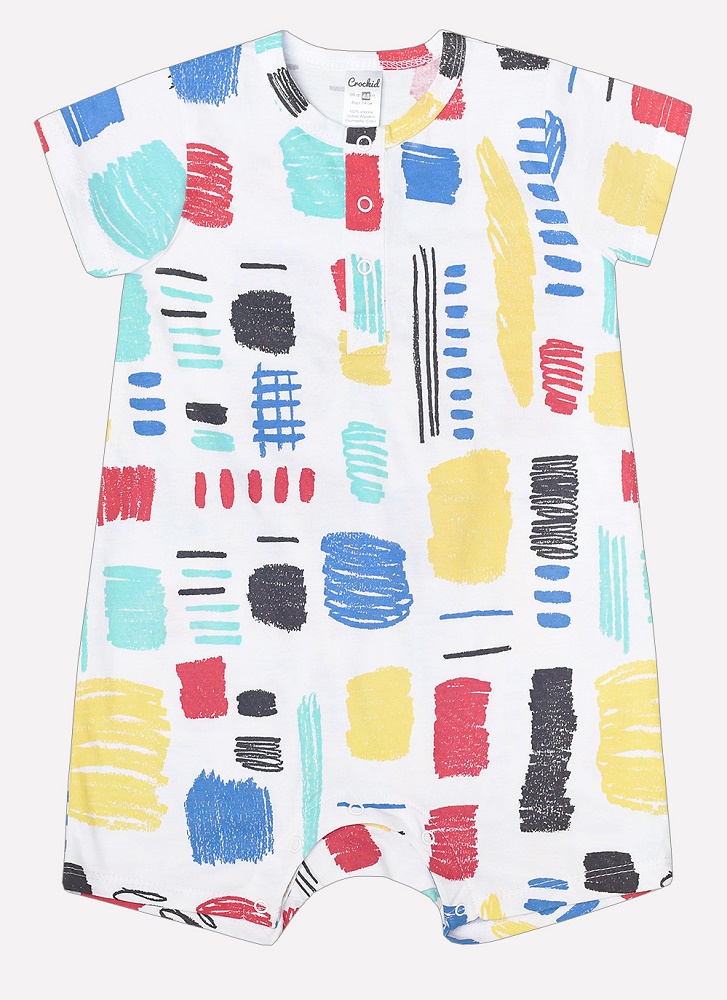 картинка Полукомбинезон для мальчика Crockid К 6082 цветные штрихи на белом от магазина детских товаров ALiSa