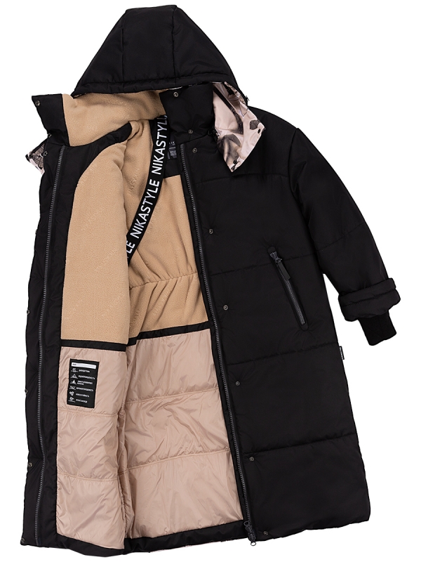 картинка Пальто зимнее для девочки NIKASTYLE 6з3224 Черный беж от магазина детских товаров ALiSa